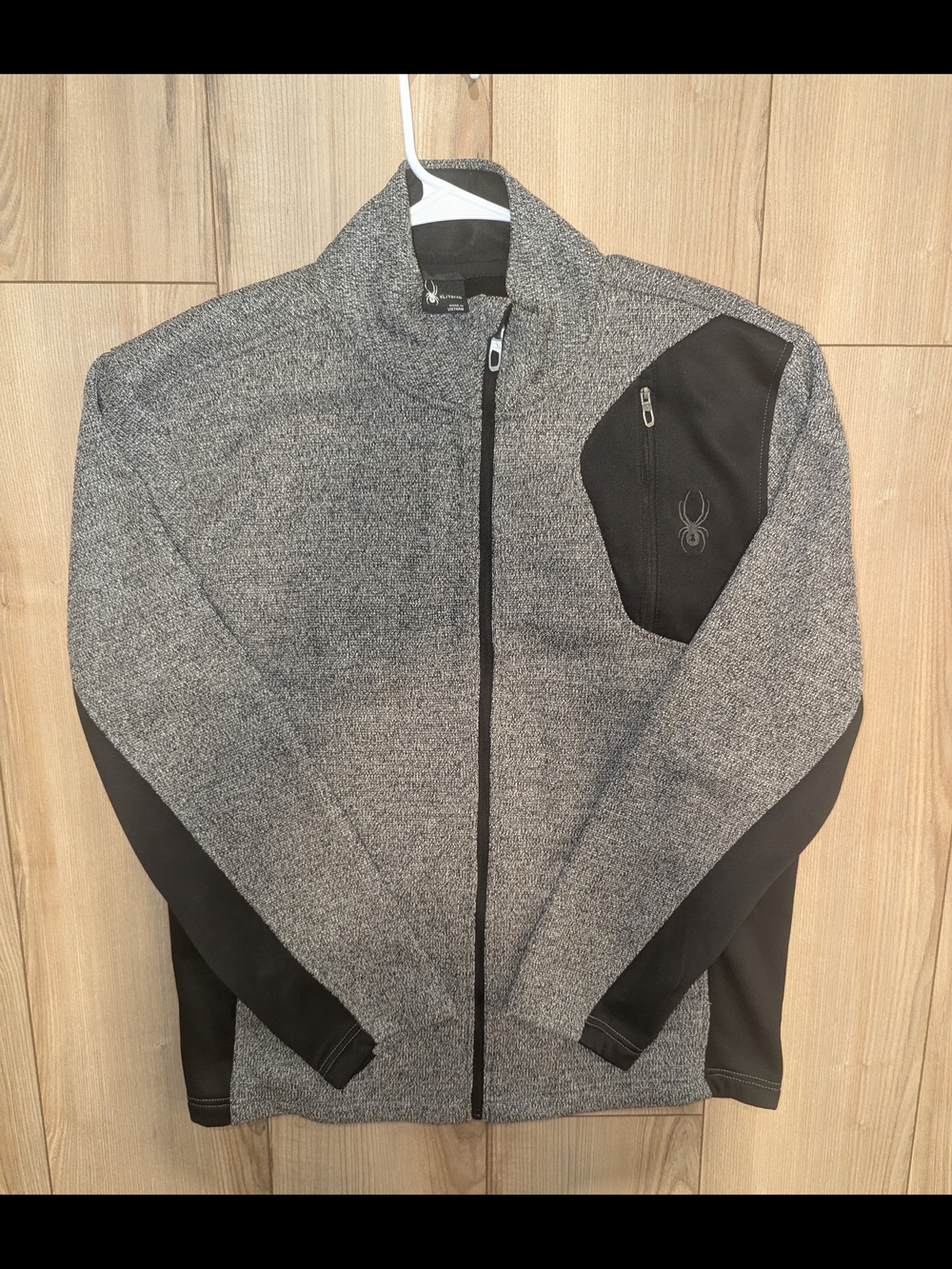 Spyder Men's Heather Gray Full-Zip Jacket with Black Panels